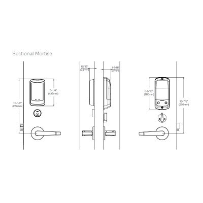 Yale nexTouch Mortise Lock Z-Wave Plus v2 Pushbutton Cylinder Override, Augusta Lever, Dark Oxidized Satin Bronze